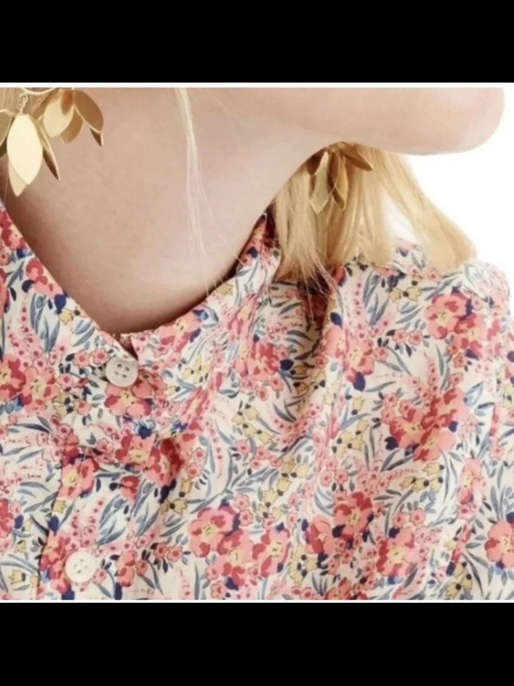 J. Crew Liberty Fabric Floral Cotton Button Pop-over Blouse